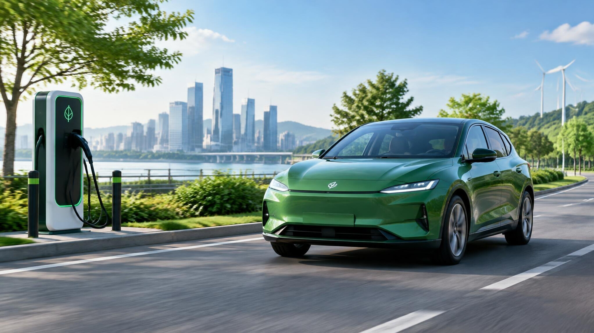 electric car on road