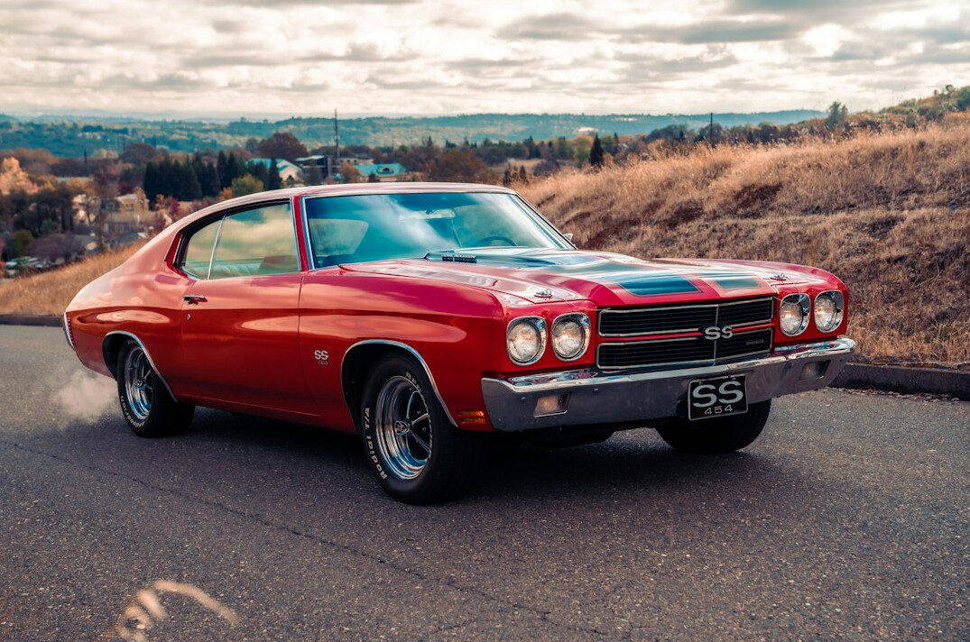 classic mustang on highway